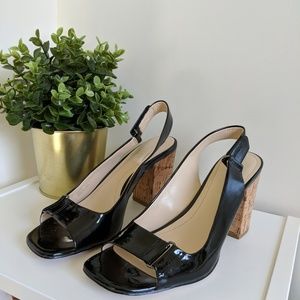 [Calvin Klein] Open Toe Slingback Block Heel Sz 8M